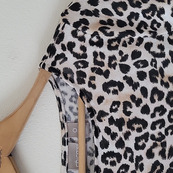 Chico's Leopard Print Side Tie Wide Neck Knit Top Size Small - Picture 6 of 8